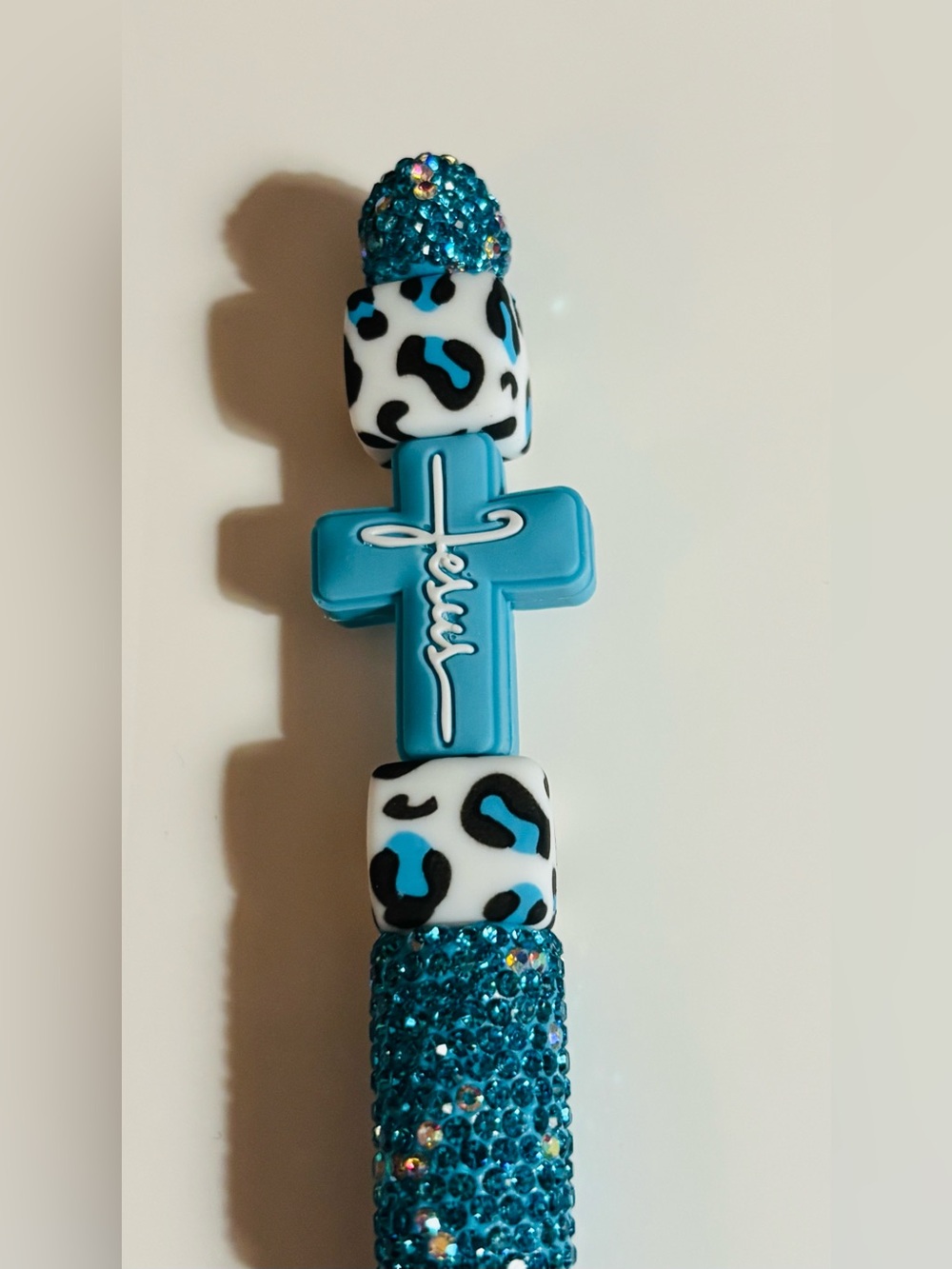 NIP  'Jesus' Cross Beaded Charm Ink Pen